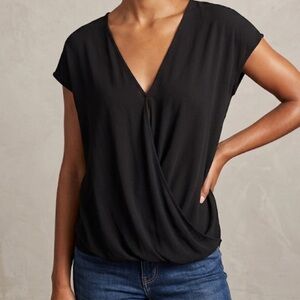 Anthropologie Clarissa Faux Wrap Stretchy Ribbed Knit Blouse Size Small New
